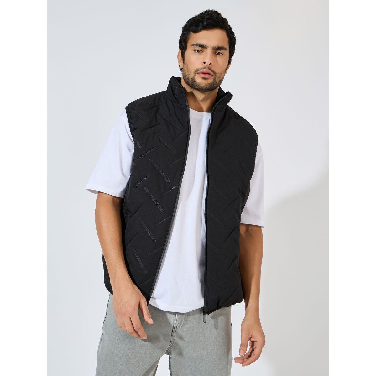 Styli Diagonal Quilted Sleeveless Puffer Jacket with Welt Pockets-men-clothing-jacketsandblazers-jackets-image-1