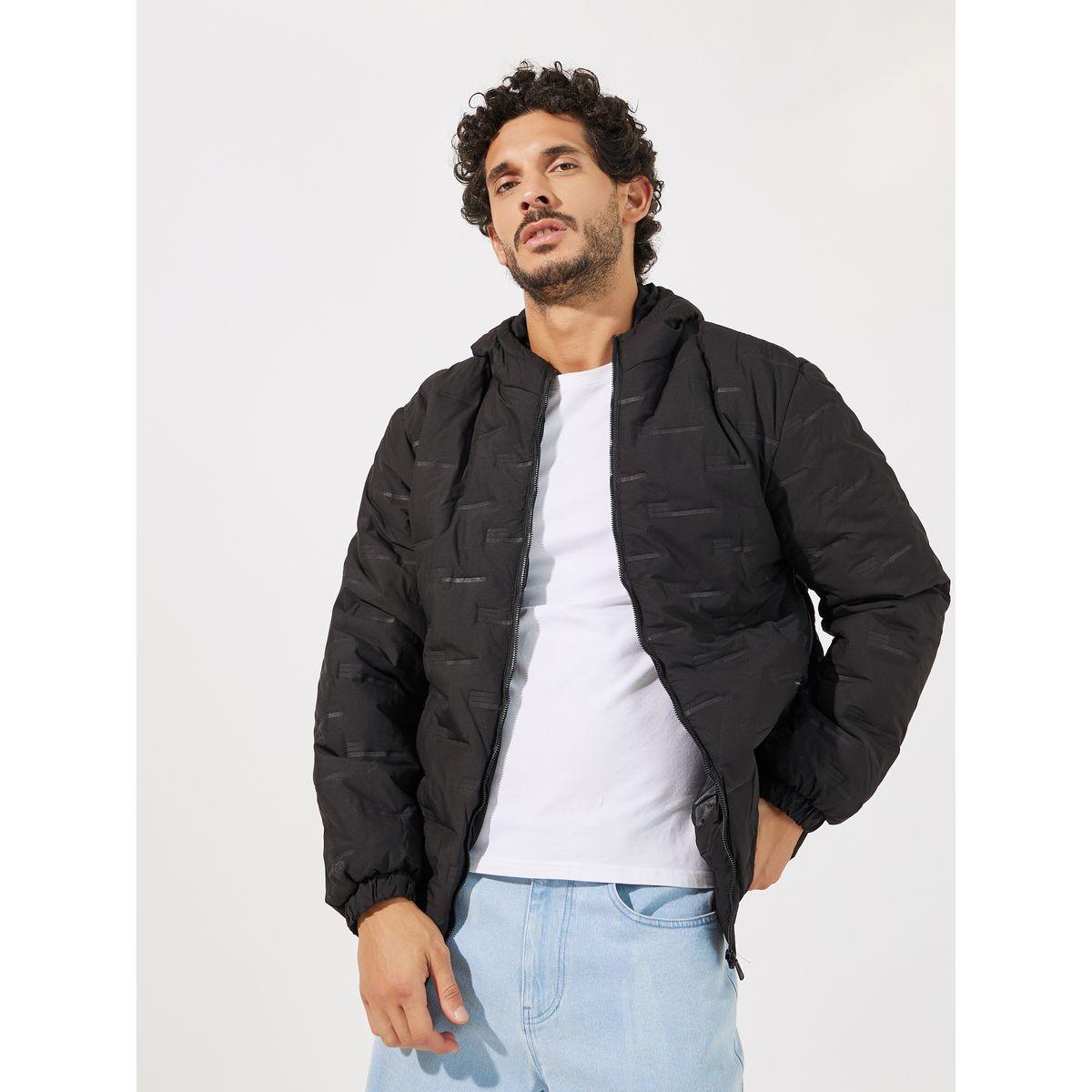 Styli Patterned Quilted Puffer Jacket with Hood-men-clothing-jacketsandblazers-jackets-image-1