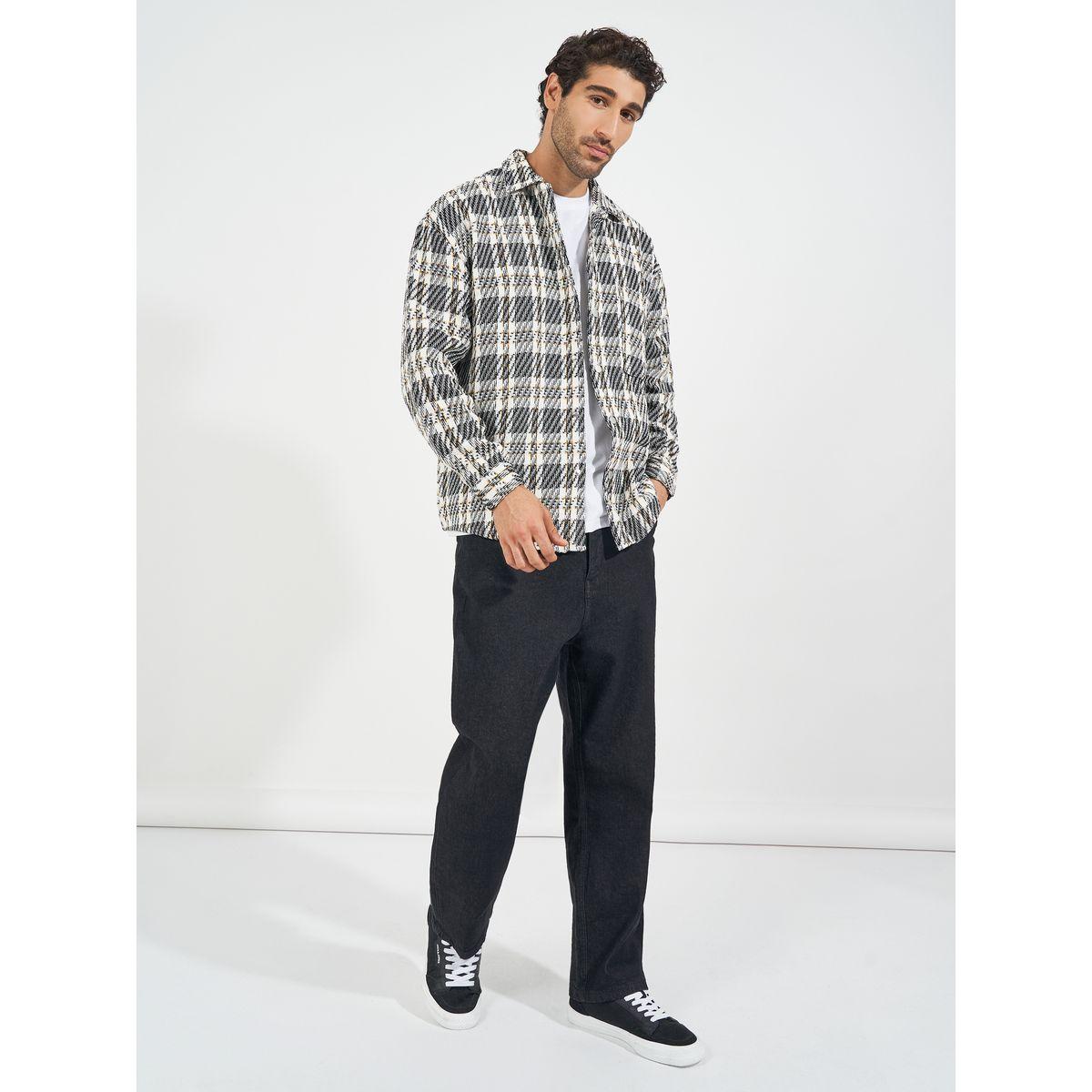 Styli Oversized Check Tweed Shacket with Big Button Placket-men-clothing-jacketsandblazers-jackets-image-2