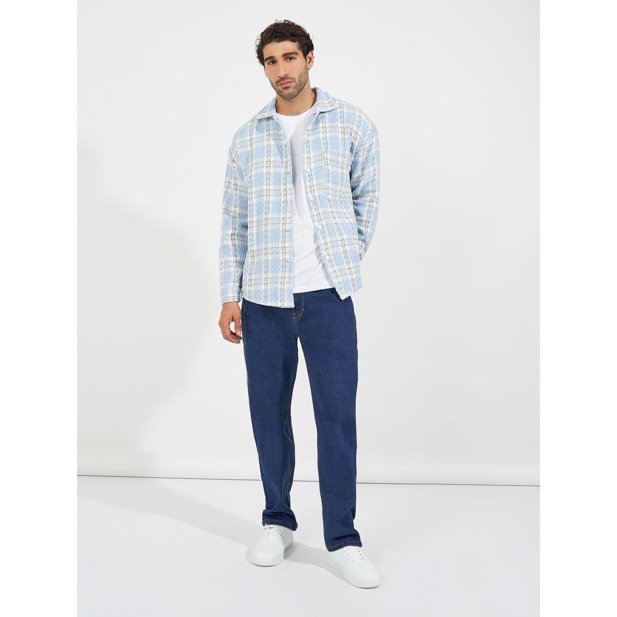 Styli Oversized Check Tweed Shacket with Big Button Placket-men-clothing-jacketsandblazers-jackets-image-2