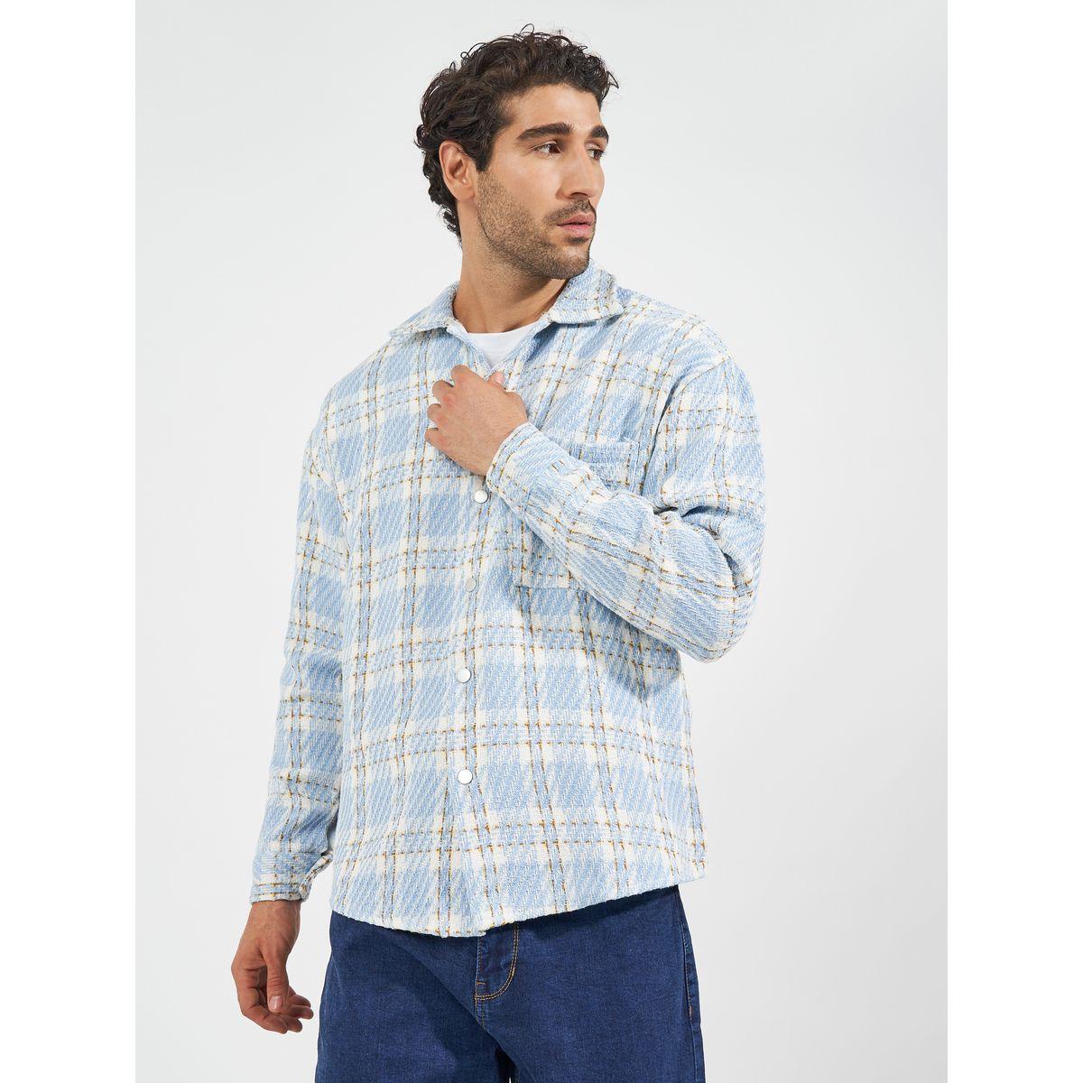 Styli Oversized Check Tweed Shacket with Big Button Placket-men-clothing-jacketsandblazers-jackets-image-3