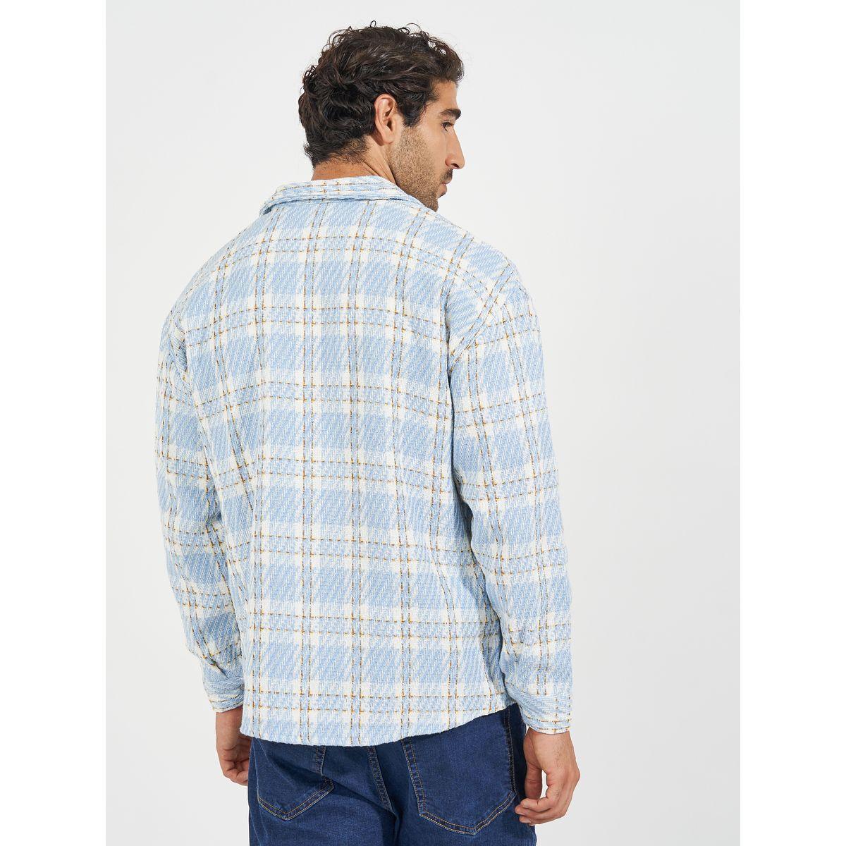 Styli Oversized Check Tweed Shacket with Big Button Placket-men-clothing-jacketsandblazers-jackets-image-5