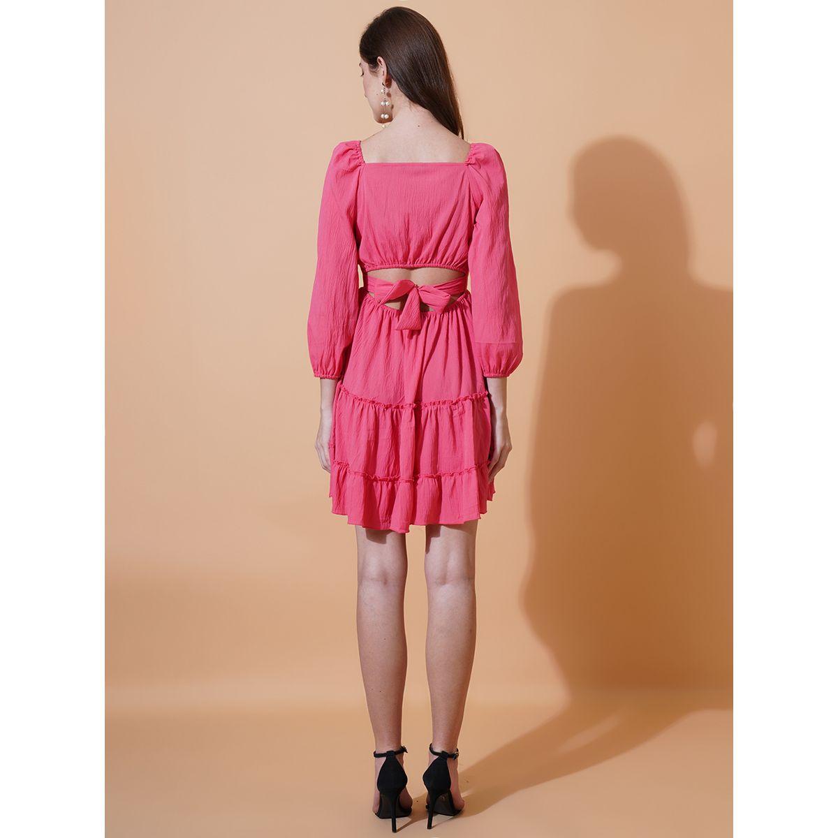 فستان قصير بياقة على شكل قلب مع فتحات يو آند إف × ستايلي-women-clothing-dresses-image-2