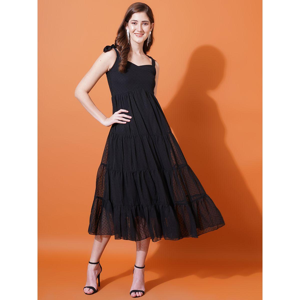 U&F X Styli  Dobby Sweetheart Neck Tiered Midi Dress-women-clothing-dresses-image-1
