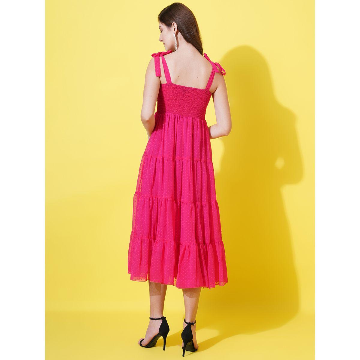 فستان ميدي سادة بياقة على شكل قلب يو آند إف × ستايلي-women-clothing-dresses-image-3
