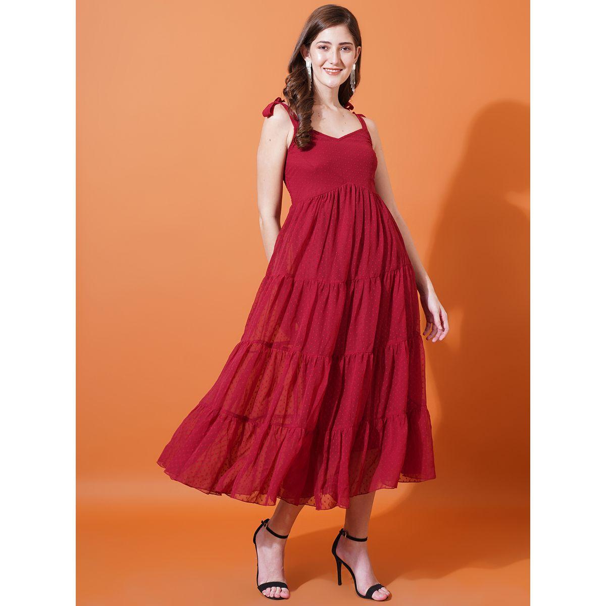 U&F X Styli  Dobby Sweetheart Neck Tiered Midi Dress-women-clothing-dresses-image-2