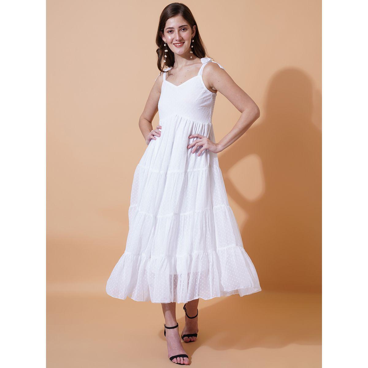 فستان ميدي سادة بياقة على شكل قلب يو آند إف × ستايلي-women-clothing-dresses-image-1