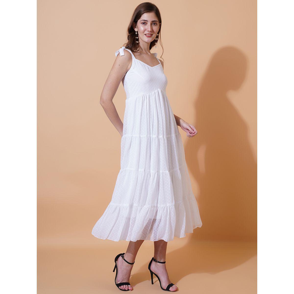 فستان ميدي سادة بياقة على شكل قلب يو آند إف × ستايلي-women-clothing-dresses-image-2