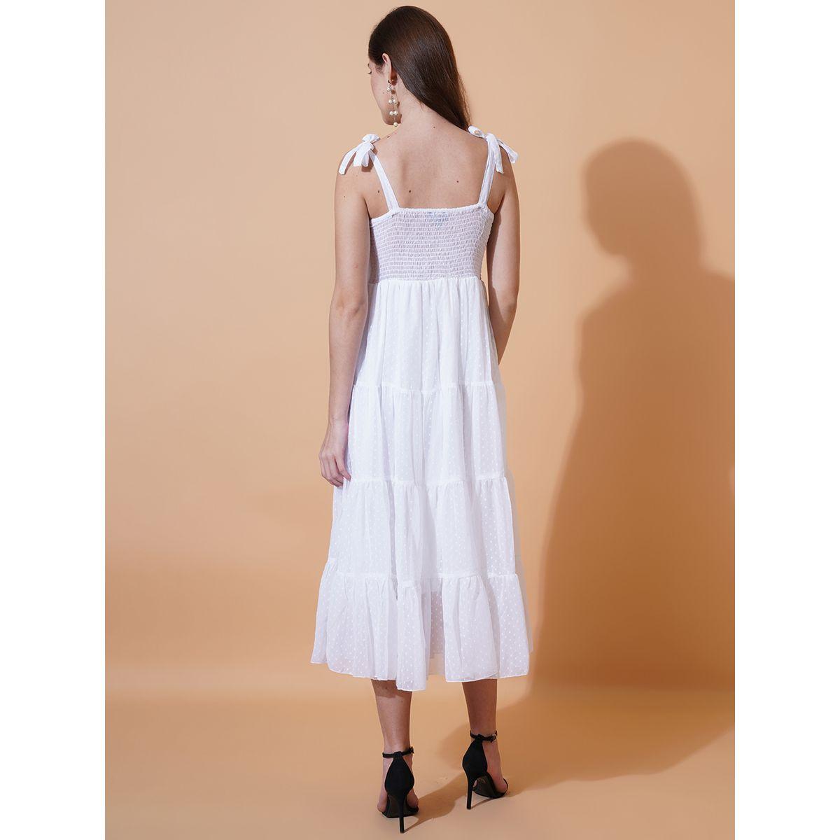 فستان ميدي سادة بياقة على شكل قلب يو آند إف × ستايلي-women-clothing-dresses-image-3