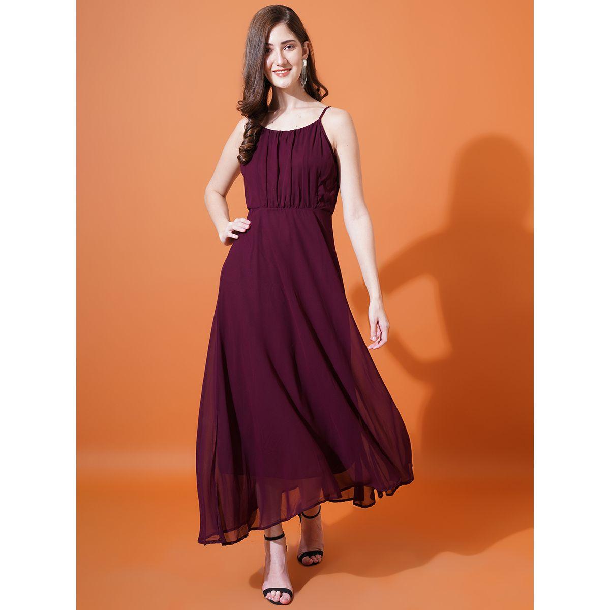 فستان طويل بحمالات مع حافة بكشكش يو آند إف × ستايلي-women-clothing-dresses-image-1