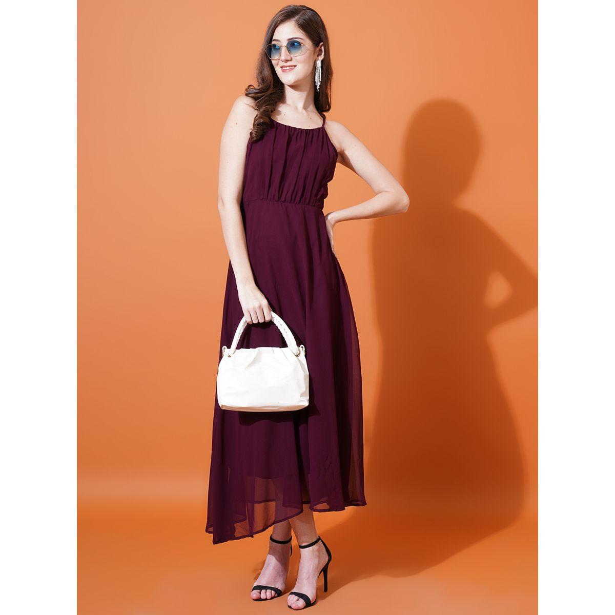 فستان طويل بحمالات مع حافة بكشكش يو آند إف × ستايلي-women-clothing-dresses-image-4
