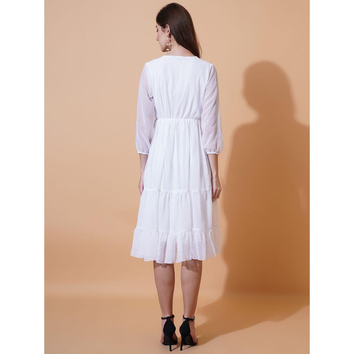 U&F X Styli  Dobby V Neck Tiered Midi Dress-women-clothing-dresses-image-3