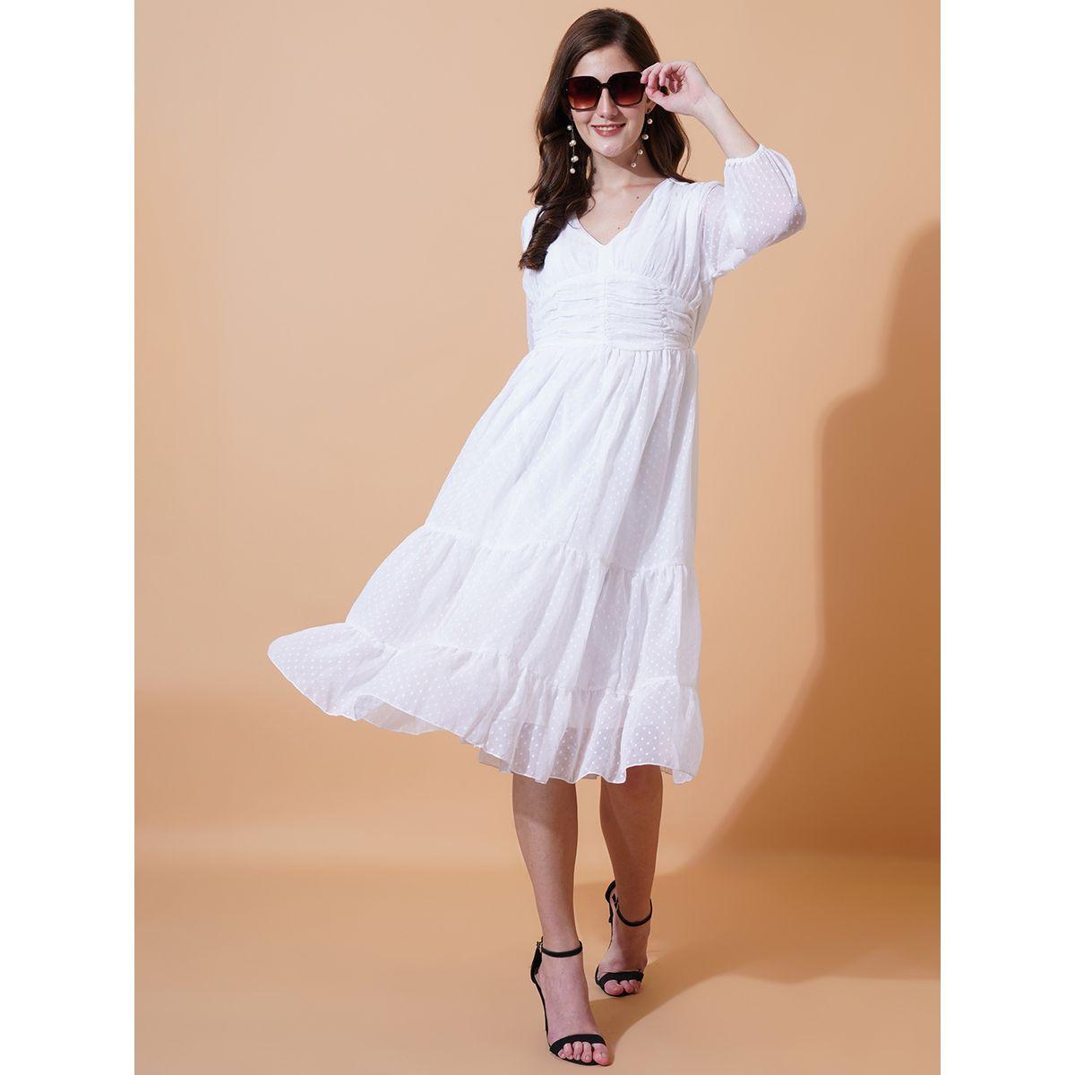 U&F X Styli  Dobby V Neck Tiered Midi Dress-women-clothing-dresses-image-4
