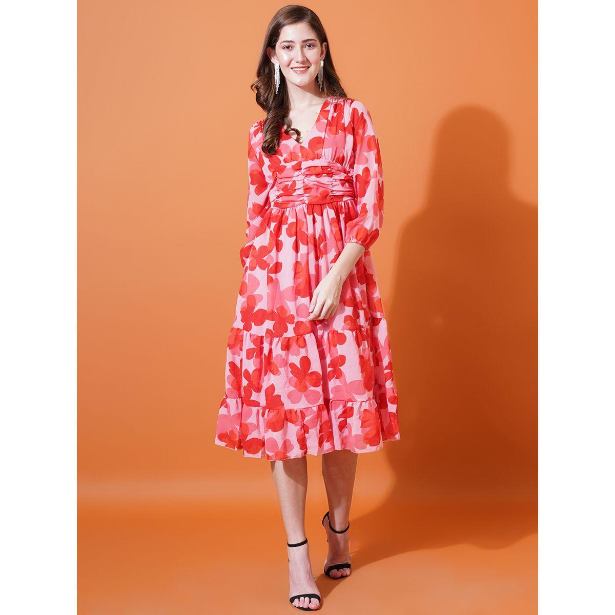 U&F X Styli  Floral Print V Neck Tiered Midi Dress-women-clothing-dresses-image-1