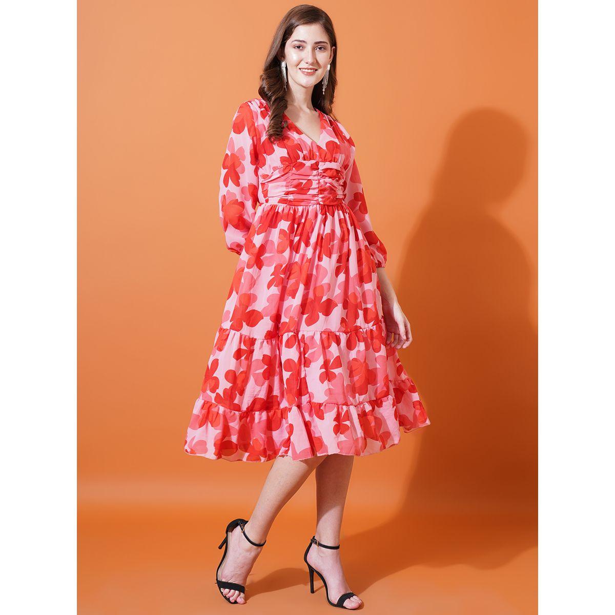 U&F X Styli  Floral Print V Neck Tiered Midi Dress-women-clothing-dresses-image-2