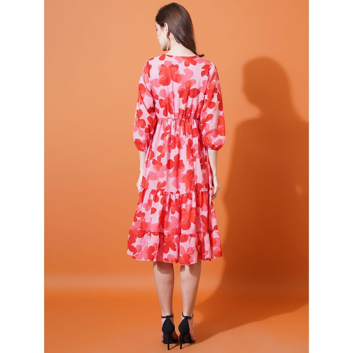 U&F X Styli  Floral Print V Neck Tiered Midi Dress-women-clothing-dresses-image-3