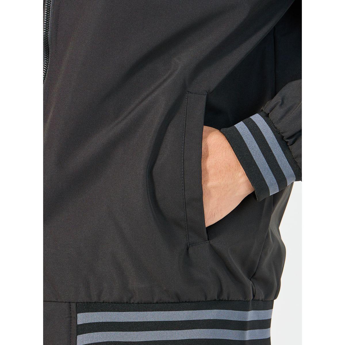 Styli Contrast Rib Detail Bomber Jacket with Welt Pockets-men-clothing-jacketsandblazers-jackets-image-4