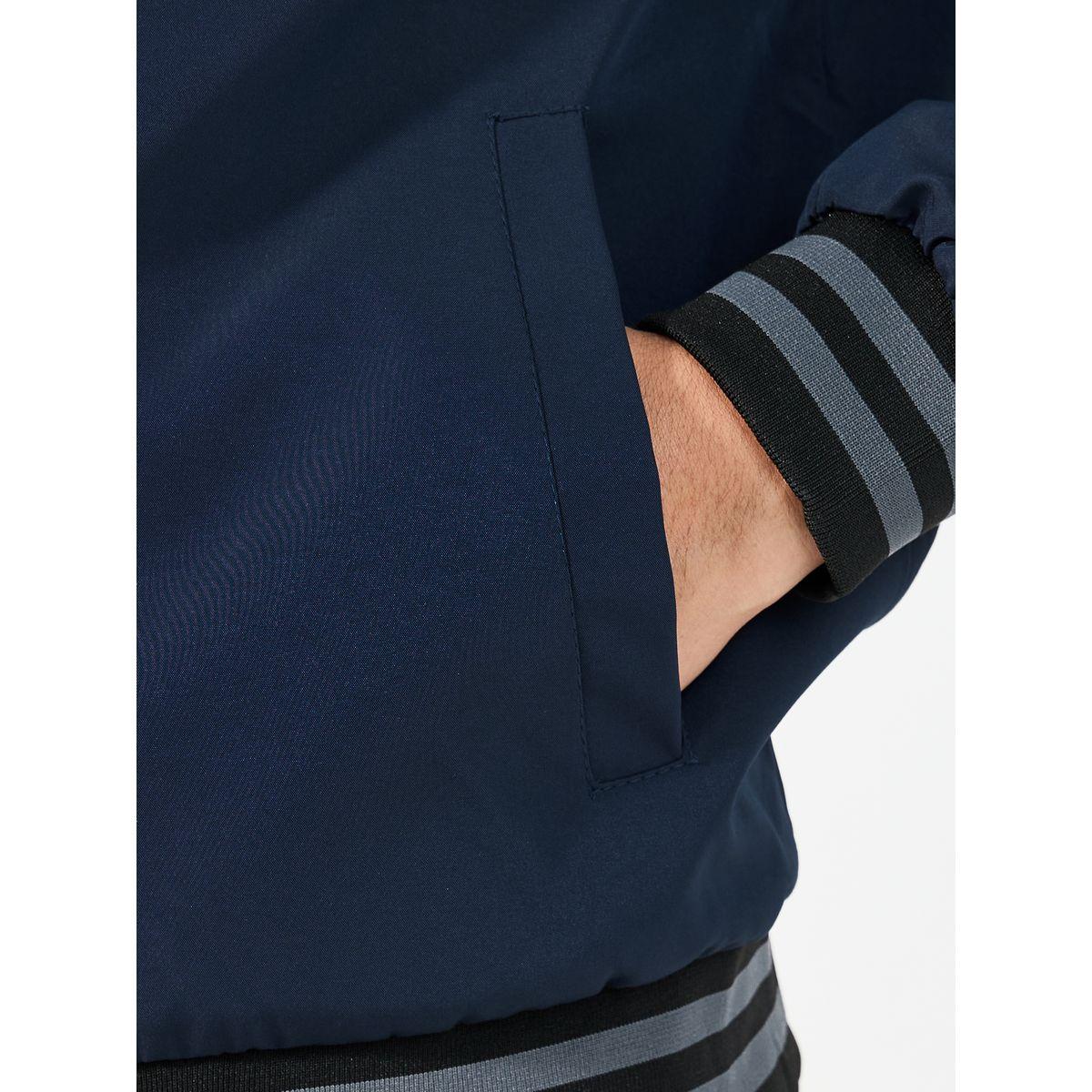 Styli Contrast Rib Detail Bomber Jacket with Welt Pockets-men-clothing-jacketsandblazers-jackets-image-4