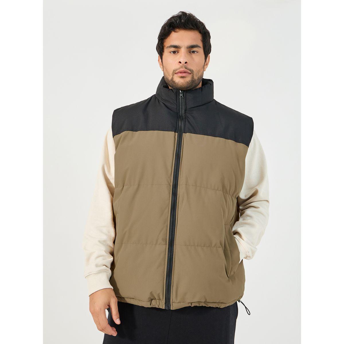 Styli Quilted Color Block Sleeveless Puffer Jacket with Welt Pockets-men-clothing-jacketsandblazers-jackets-image-1