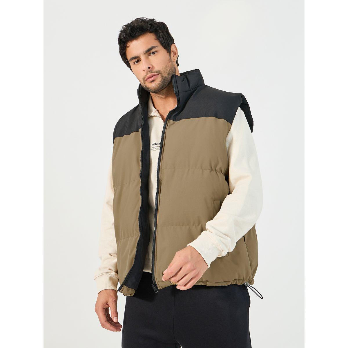 جاكيت منفوخ بلا أكمام ونمط كتل الالوان مع جيوب-men-clothing-jacketsandblazers-jackets-image-3