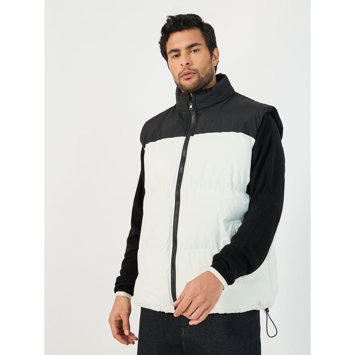 Styli Quilted Color Block Sleeveless Puffer Jacket with Welt Pockets-men-clothing-jacketsandblazers-jackets-image-1