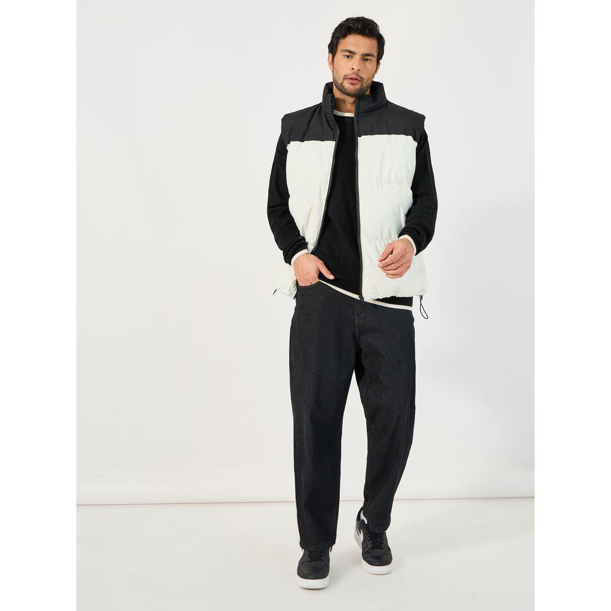 جاكيت منفوخ بلا أكمام ونمط كتل الالوان مع جيوب-men-clothing-jacketsandblazers-jackets-image-2