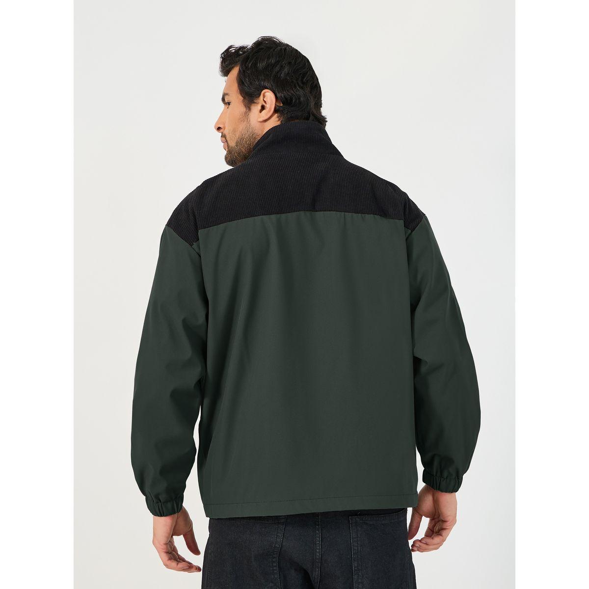 Styli Contrast Yoke Detail Windbreaker Jacket with Concealed Placket Detail-men-clothing-jacketsandblazers-jackets-image-5