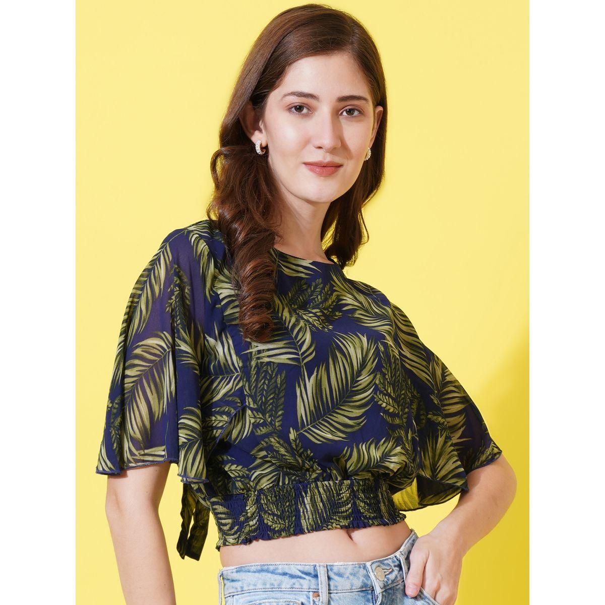 U&F X Styli  Tropical Print Crop Top with Tie-Back-women-clothing-shirtsandblouses-blouses-image-2