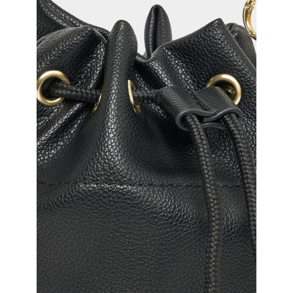 Styli Textured Bucket Bag with Drawstring Closure-women-bagsandwallets-handbags-image-6