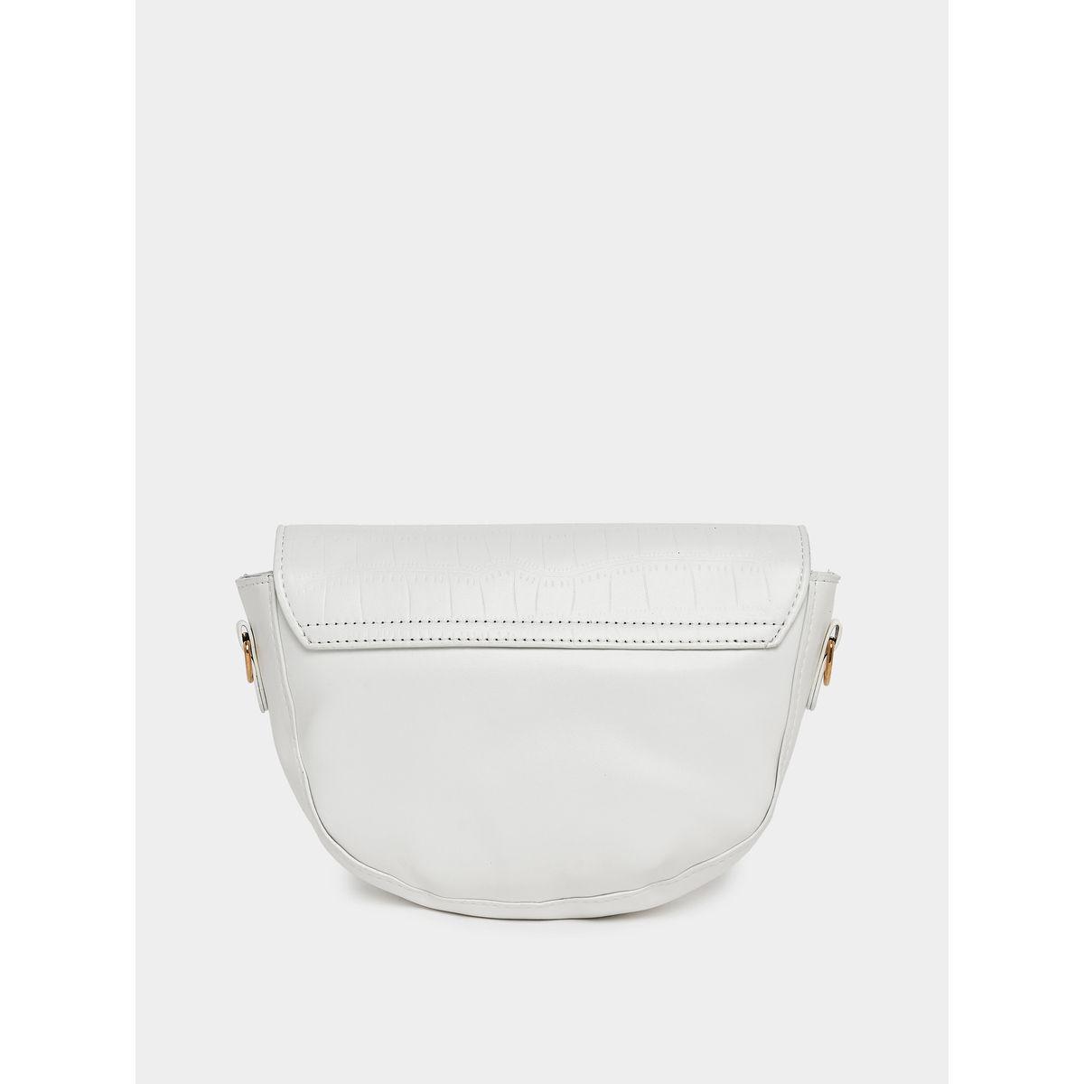 Styli Textured Saddle Bag with Detachable Printed Strap-women-bagsandwallets-handbags-image-2