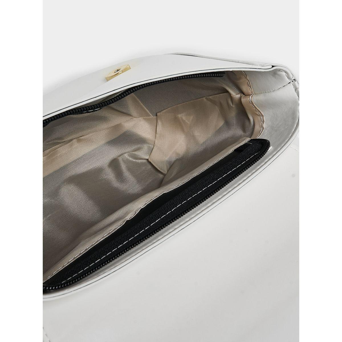 Styli Textured Saddle Bag with Detachable Printed Strap-women-bagsandwallets-handbags-image-3
