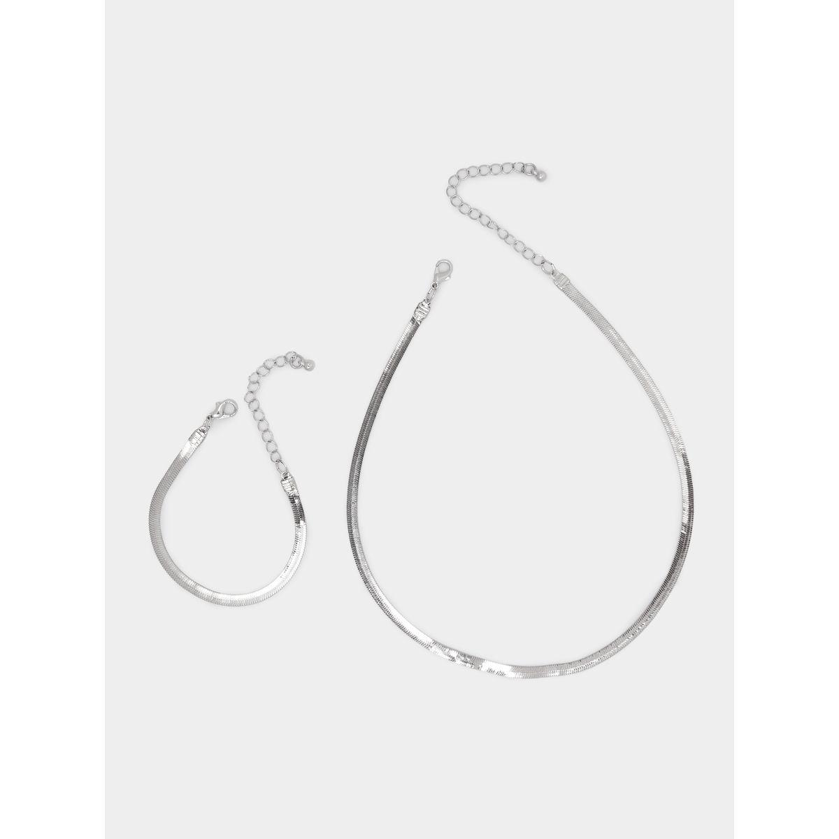 Styli Flat Chain Necklace & Bracelet Set-women-watchesandjewellery-jewellery-necklacesandpendants-image-4