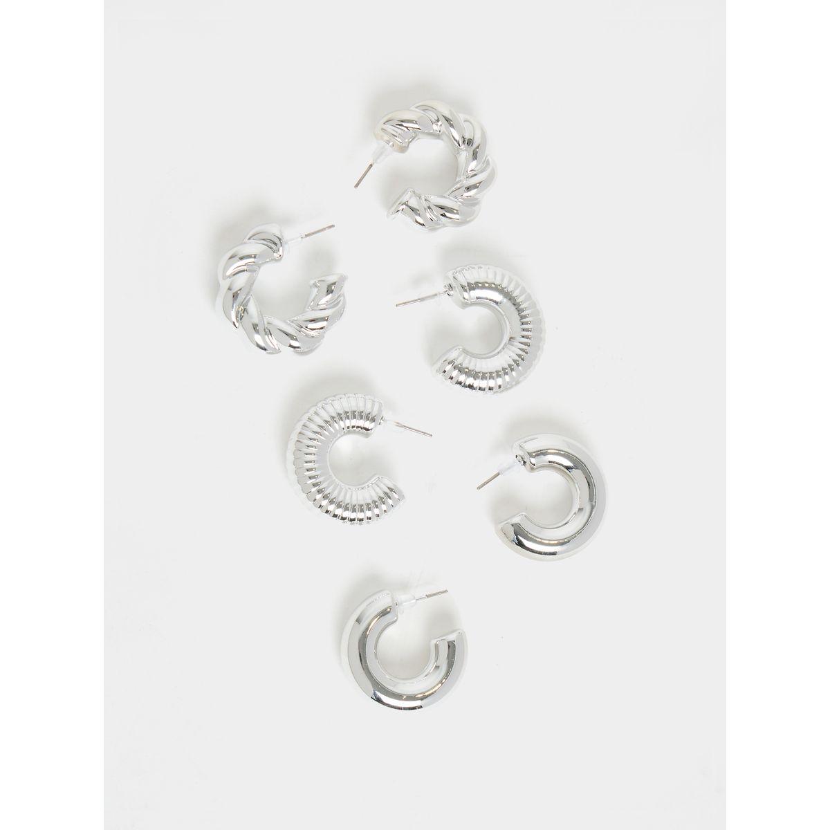 Styli Set of 3- Textured Hoop Earrings-women-watchesandjewellery-jewellery-earrings-image-2