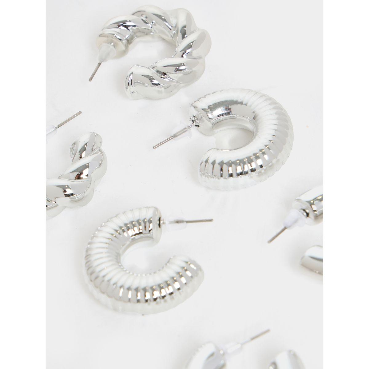 Styli Set of 3- Textured Hoop Earrings-women-watchesandjewellery-jewellery-earrings-image-3