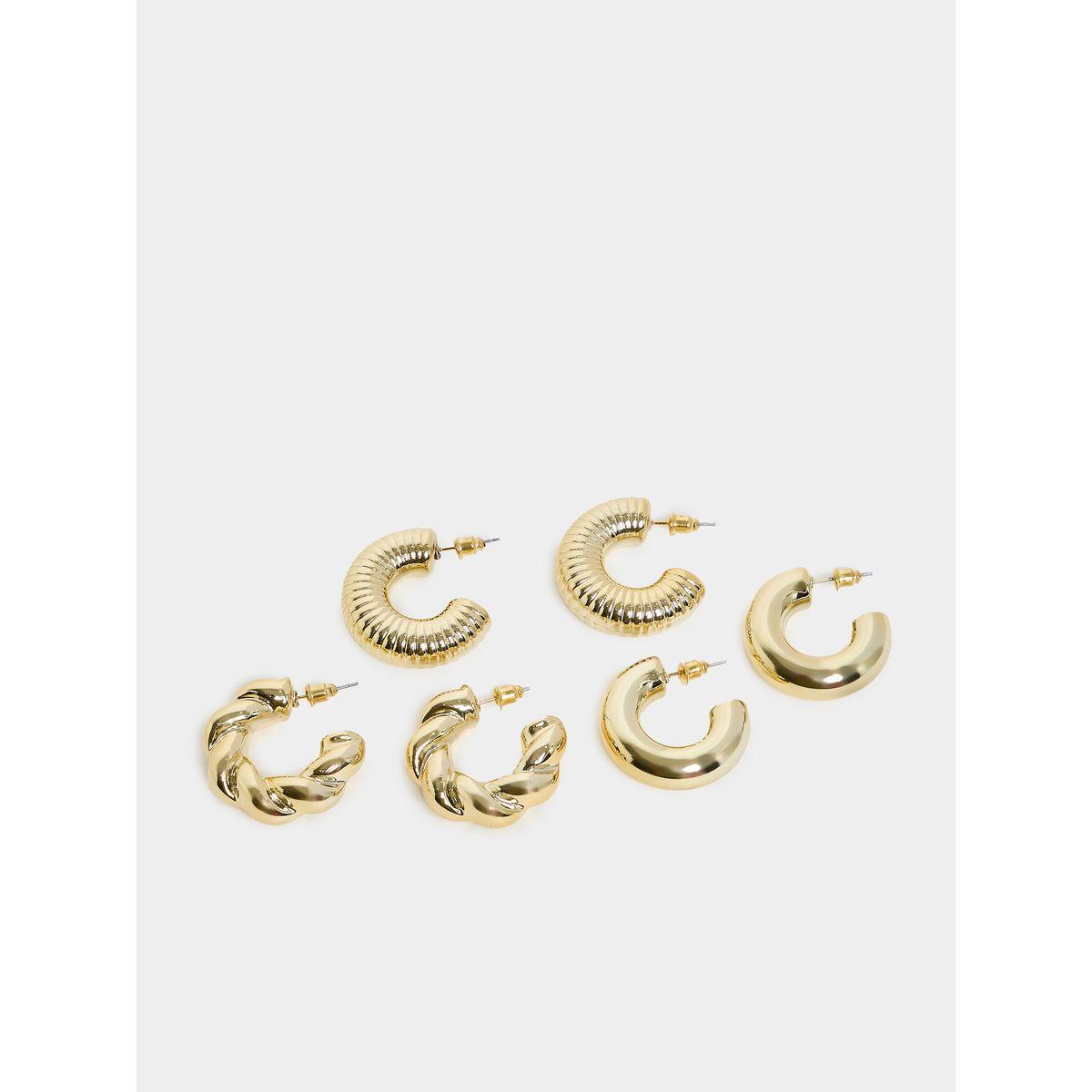 Styli Set of 3 - Textured Earrings-women-watchesandjewellery-jewellery-earrings-image-1