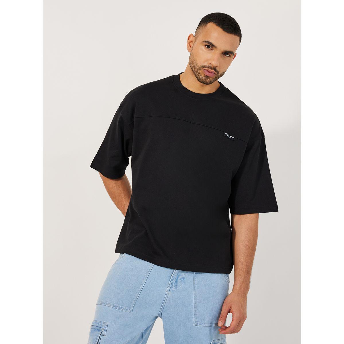 Styli Label Detail Round Neck Boxy T-Shirt-men-clothing-tshirtsandpolos-tshirts-image-1