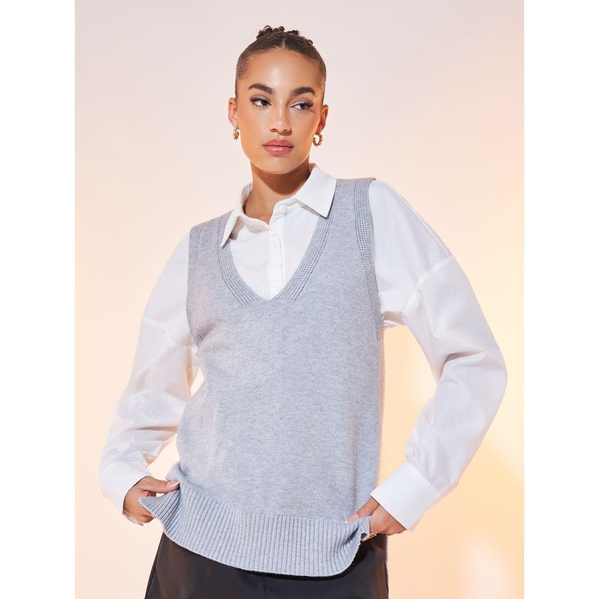 Styli Solid Knit V Neck Sweater Vest-women-clothing-cardigansandjumpers-jumpers-image-1