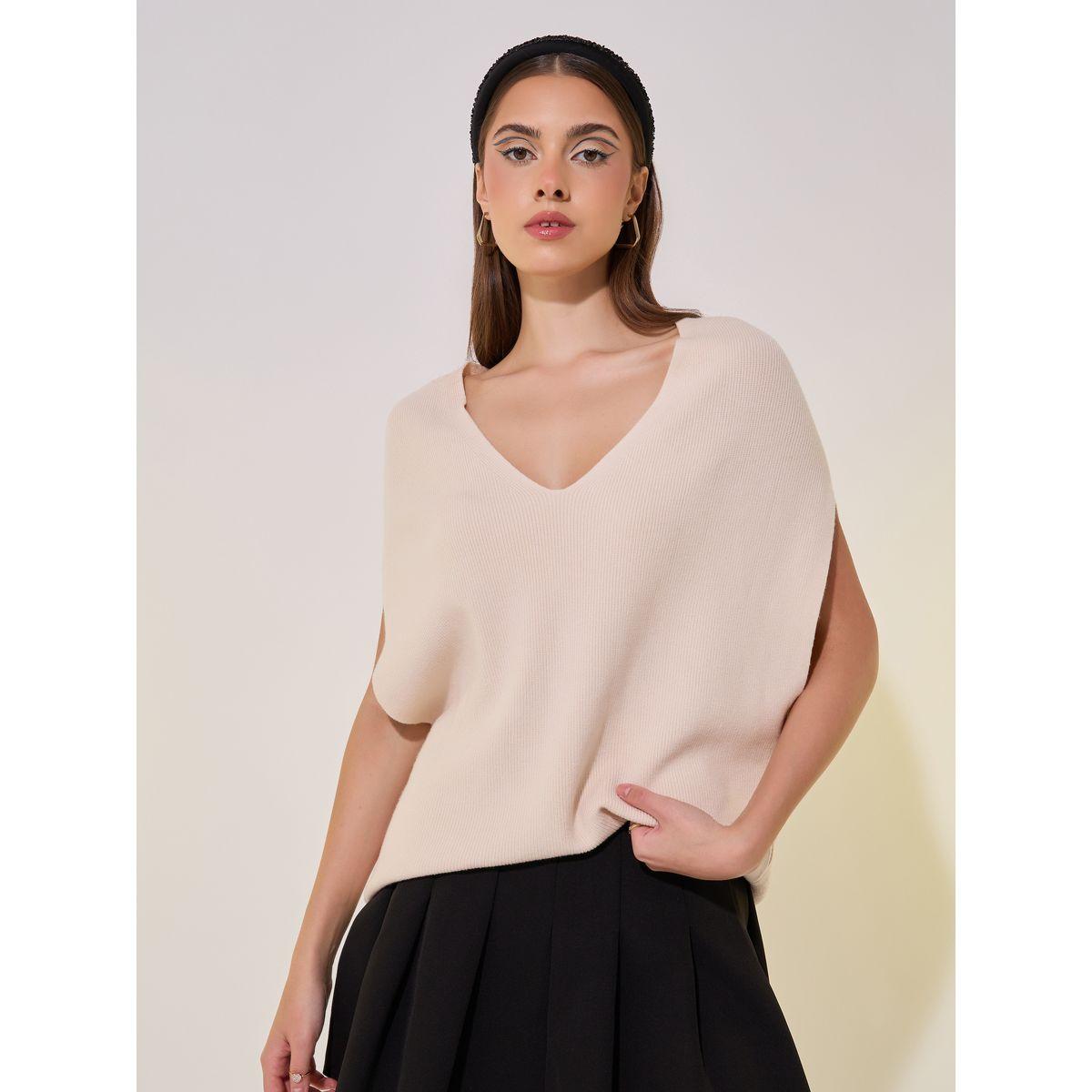 Solid Knit V-Neck Sweater Vest-women-winterwear-cardigansandjumpers-cardigans-image-1