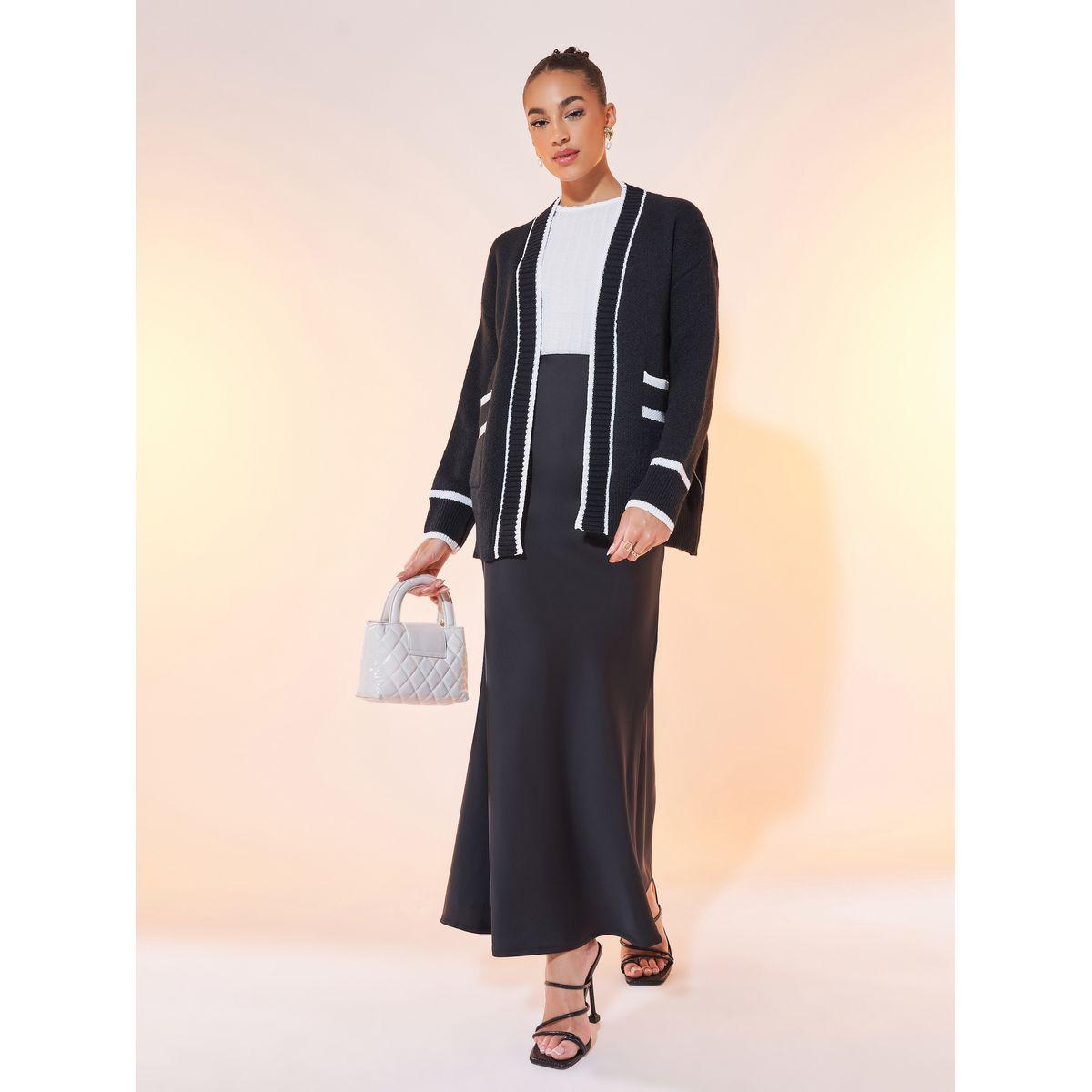 Styli Contrast Color Long Sleeve Cardigan-women-winterwear-cardigansandjumpers-cardigans-image-2