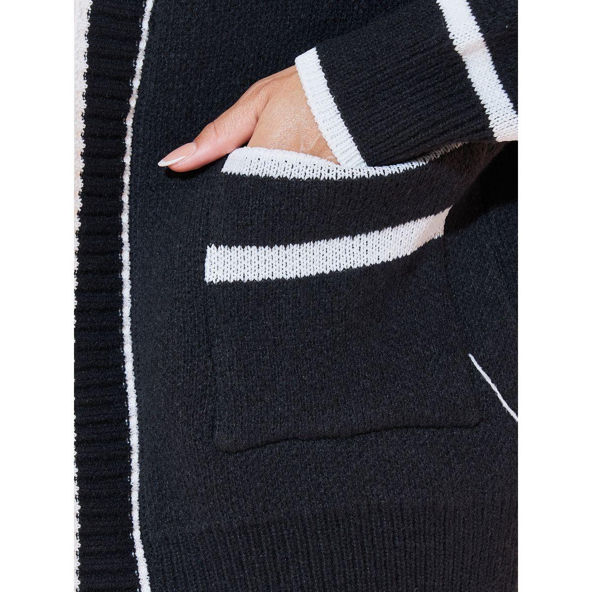 Styli Contrast Color Long Sleeve Cardigan-women-winterwear-cardigansandjumpers-cardigans-image-3
