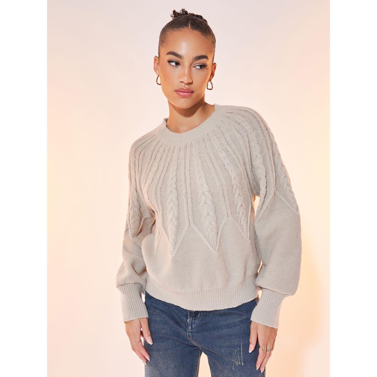 Styli Solid Round Neck Long Sleeve Sweater-women-clothing-cardigansandjumpers-jumpers-image-1