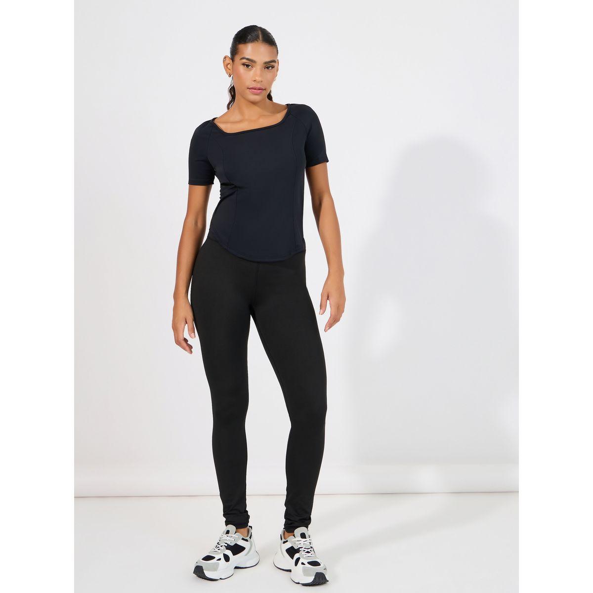 Styli Active Side Reflective Dot Detail Scoop Neck Top-sports-women-clothing-tshirtsandvests-image-2
