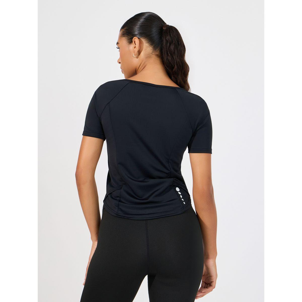 Styli Active Side Reflective Dot Detail Scoop Neck Top-sports-women-clothing-tshirtsandvests-image-4