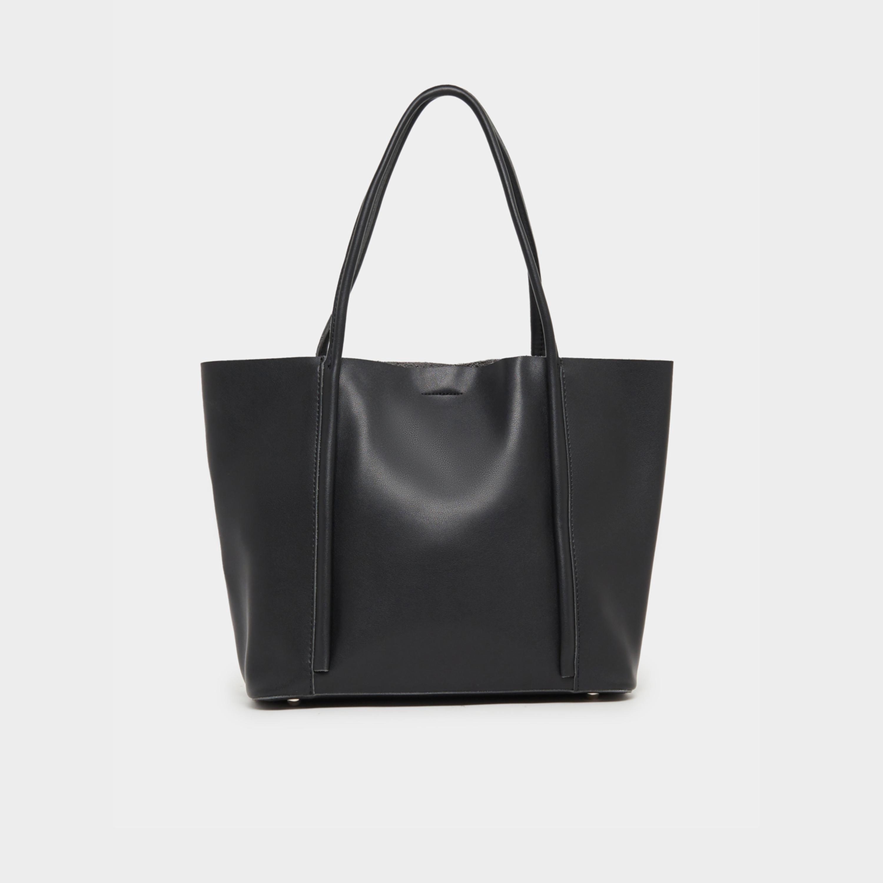 Styli Plain Tote Bag with External Pocket-women-bagsandwallets-handbags-image-2