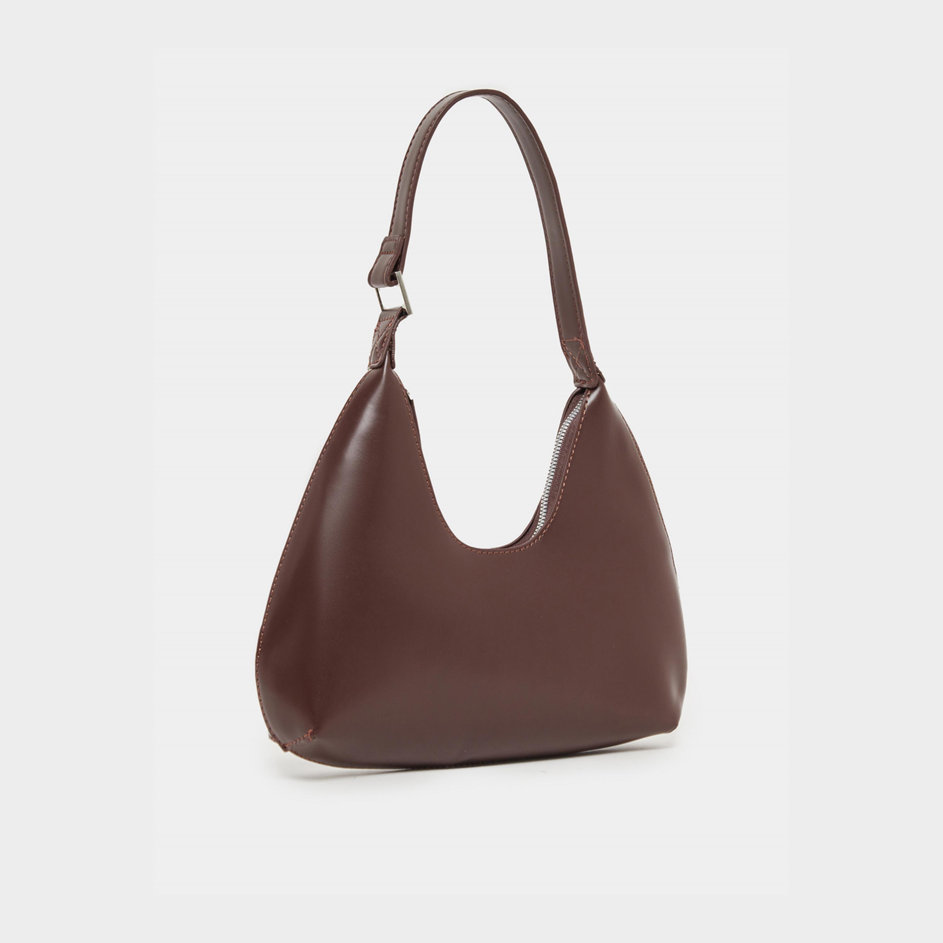 Styli Plain Hobo Bag with Zip Closure-women-bagsandwallets-handbags-image-1