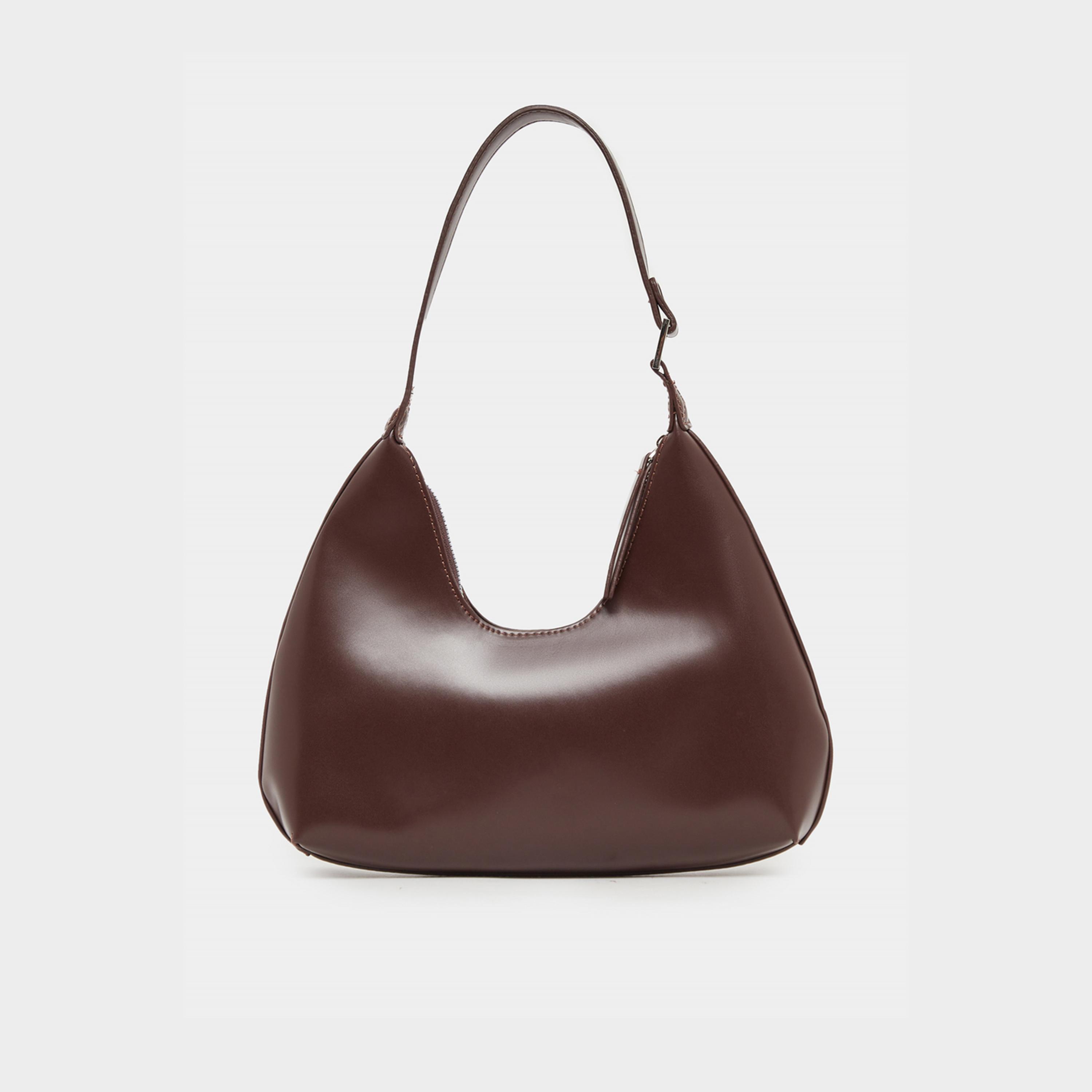 Styli Plain Hobo Bag with Zip Closure-women-bagsandwallets-handbags-image-2