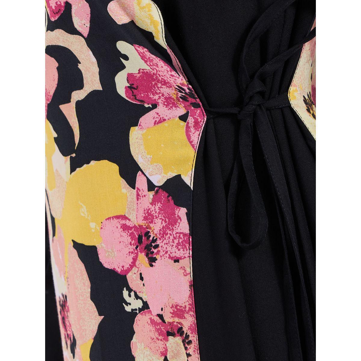 جلابية طويلة مطبعة بزهور مع أربطة جانبية-women-arabicclothing-jalabiyas-image-3