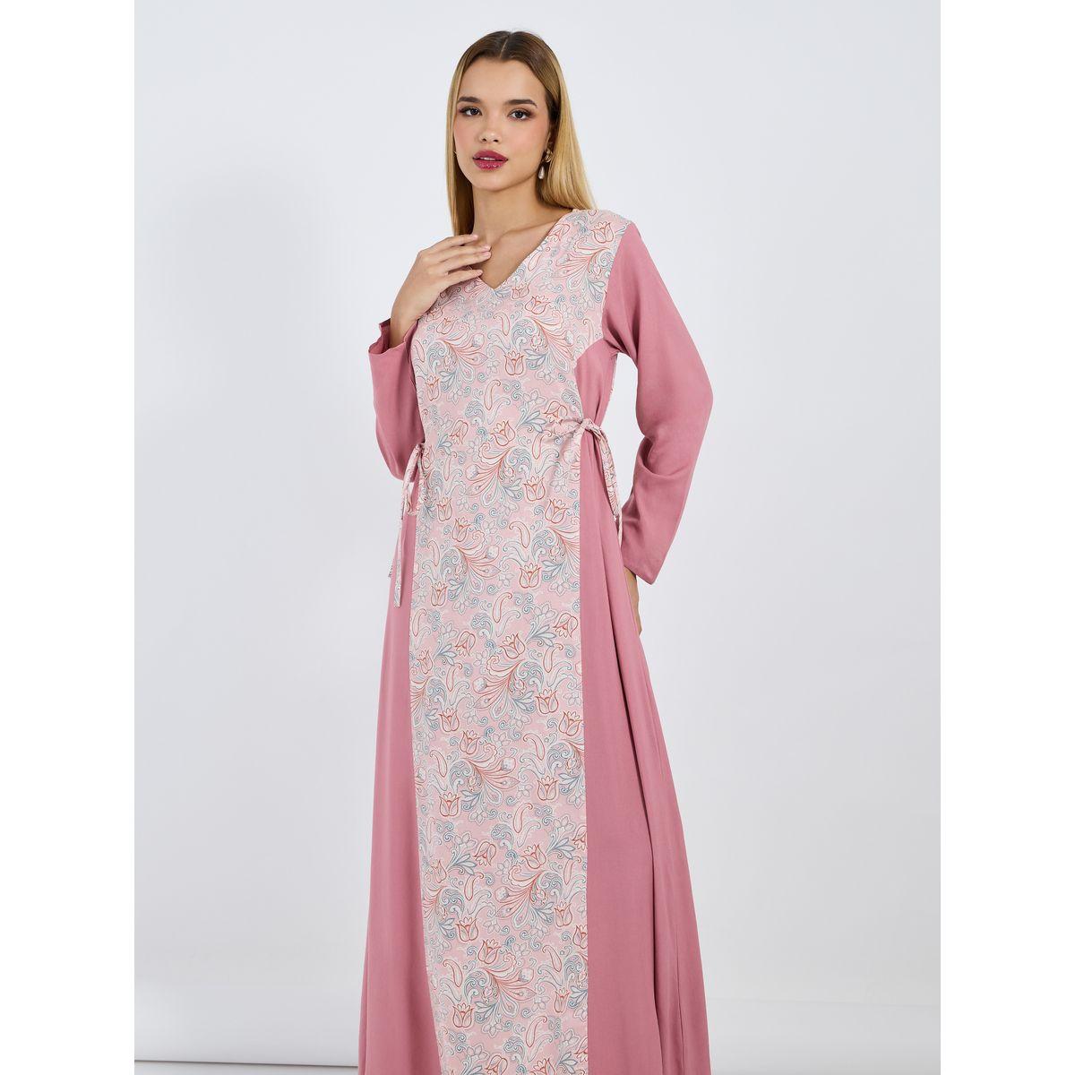 جلابية مطبعة مع أربطة جانبية-women-arabicclothing-jalabiyas-image-2