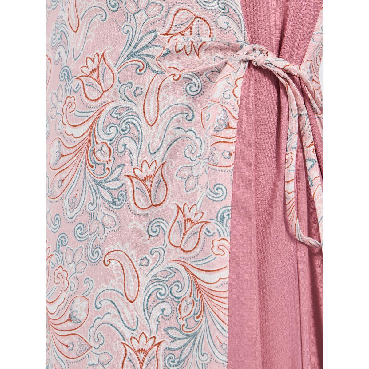Styli Printed V Neck Jalabiya with Side Tie-Up Detail-women-arabicclothing-jalabiyas-image-3