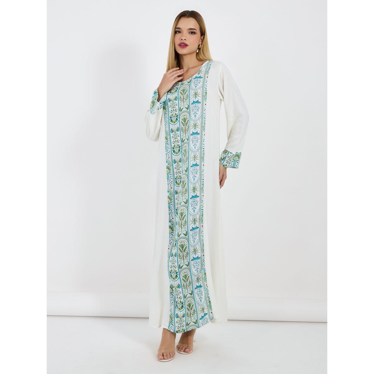 Embroidered Panel Round Neck Jalabiya-women-arabicclothing-jalabiyas-image-5